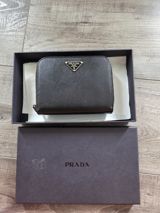 Prada Accessories - Prada Black Saffiano Leather Zip Wallet